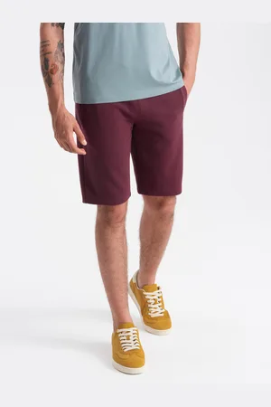 Ombre Clothing Szorty męskie dresowe przed kolano BASIC – bordowe V3 OM-SRBS-0149