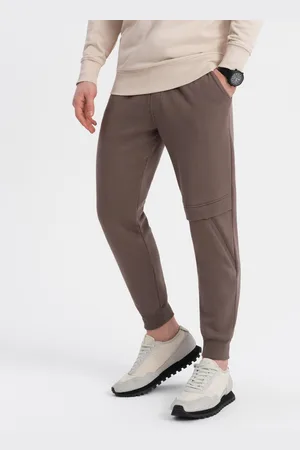 Ombre Clothing Spodnie męskie dresowe z przeszyciem i zamkiem na nogawce