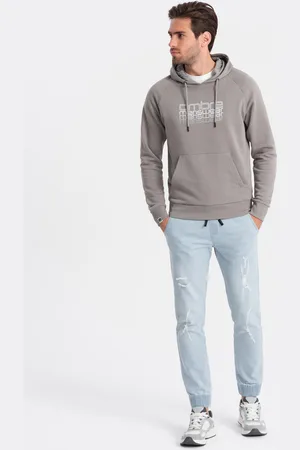 Ombre Clothing Męskie spodnie jeansowe JOGGERY z przetarciami