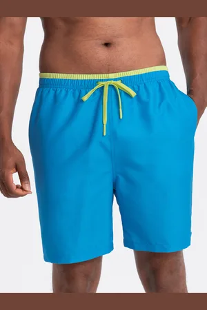 Ombre Clothing Spodenki męskie kąpielówki z dwukolorowym ściągaczem – niebieskie V6 OM-SRBS-0141