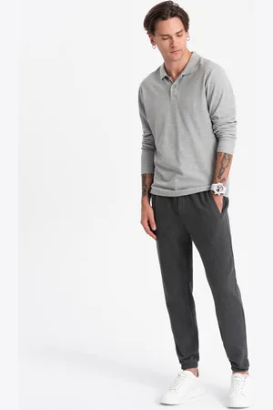Ombre Clothing Spodnie męskie dresowe CARROT ze strukturalnej dzianiny