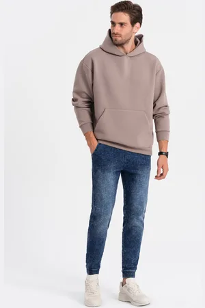 Ombre Clothing Spodnie męskie marmurkowe jeansowe JOGGERY