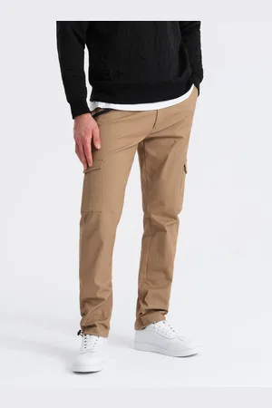 Ombre Clothing Spodnie męskie z kieszeniami cargo i ściągaczem na dole nogawki