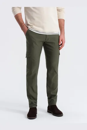 Ombre Clothing Spodnie męskie materiałowe REGULAR z kieszeniami cargo