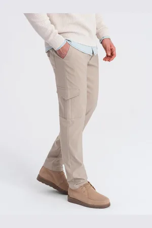 Ombre Clothing Spodnie męskie materiałowe REGULAR z kieszeniami cargo