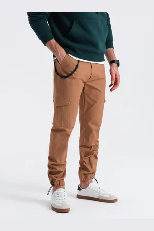 Ombre Clothing Spodnie męskie z kieszeniami cargo i ściągaczem na dole nogawki