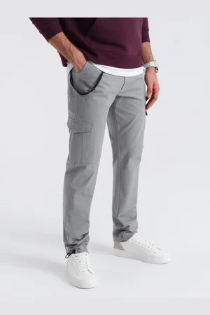 Ombre Clothing Spodnie męskie z kieszeniami cargo i ściągaczem na dole nogawki