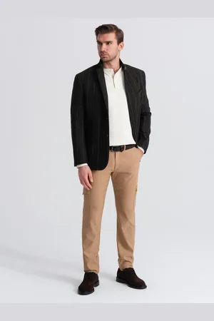 Ombre Clothing Spodnie męskie materiałowe REGULAR z kieszeniami cargo