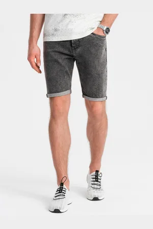 Ombre Clothing Męskie jeansowe szorty z podwiniętymi nogawkami – szare V3 OM-SRDS-0134