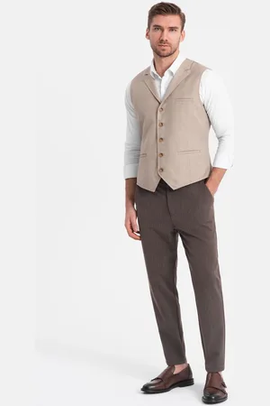 Ombre Clothing Spodnie męskie chino z gumką w pasie SLIM FIT