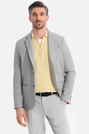Ombre Clothing Marynarka męska elegancka z dekoracyjnymi guzikami na mankietach