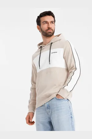 Ombre Clothing Bawełniana męska bluza z kapturem z kontrastującymi elementami