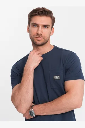 Ombre Clothing Męski casualowy t-shirt z naszytą kieszonką