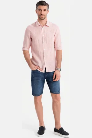 Ombre Clothing Męskie denimowe szorty o klasycznym kroju – ciemnoniebieskie V3 OM-SRDS-0171
