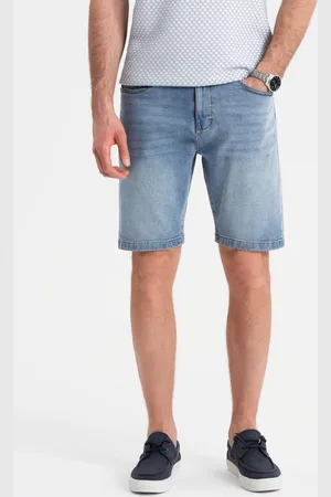 Ombre Clothing Denimowe męskie szorty o klasycznym kroju – jasnoniebieskie V2 OM-SRDS-0171