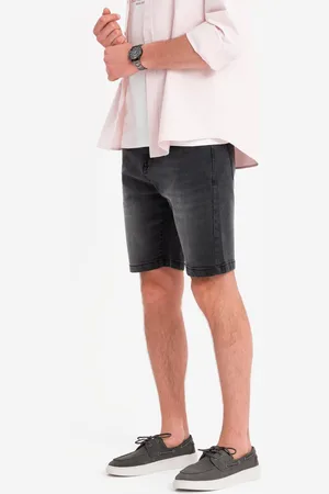 Ombre Clothing Szorty męskie denimowe o klasycznym kroju – czarne V4 OM-SRDS-0171