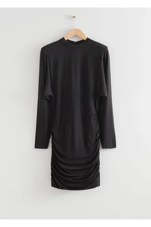 & OTHER STORIES Ruched Padded Shoulder Mini Dress