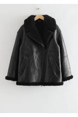 & OTHER STORIES Oversized Leather Shearling Jacket