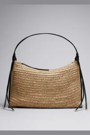 & OTHER STORIES Leather-Detailed Straw Bag