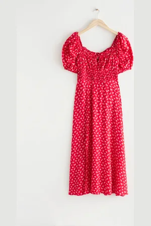 & OTHER STORIES Smocked Side Slit Midi Dress