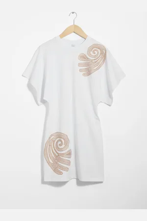 & OTHER STORIES Embroidered T-Shirt Mini Dress