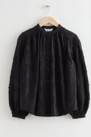 & OTHER STORIES Voluminous Floral-Appliqu?? Blouse