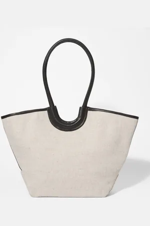 & OTHER STORIES Leather-Detailed Straw Tote Bag