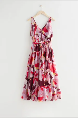 & OTHER STORIES Belted Floral Print Midi Dress