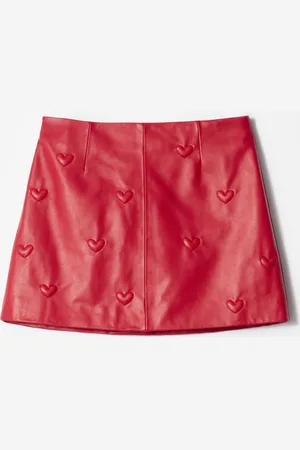 & OTHER STORIES Heart-Embossed Leather Mini Skirt