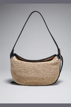 & OTHER STORIES Leather-Trimmed Straw Shoulder Bag