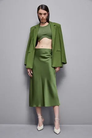 Patrizia Pepe Błyszcząca satynowa spódnica mid-skirt