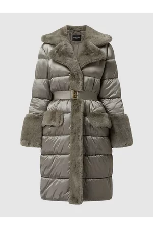 Guess Kobieta Płaszcze ze Sztucznego Futra - Płaszcz pikowany z obszyciem ze sztucznego futra model ‘Bessie’