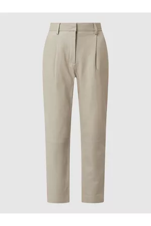 YOUNG POETS SOCIETY Kobieta Spodnie Skórzane Szerokie - Spodnie skórzane skrócone z zakładkami w pasie model ‘Alea’