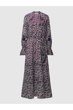 Fabienne Chapot Długa sukienka z obszyciem cekinami i ozdobnymi kamieniami model ‘Clapton’