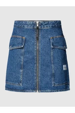 Calvin Klein Spódnica jeansowa z naszywką z logo