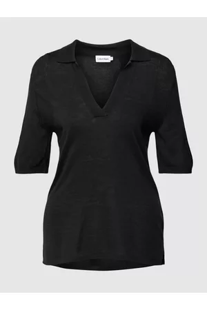 Calvin Klein Kobieta Bluzki z Kołnierzykiem - Bluzka z dzianiny z kołnierzykiem polo model ‘POLO’