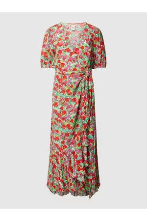 YAS Kobieta Sukienki Midi - Sukienka kopertowa ze wzorem na całej powierzchni damska model ‘Omira’