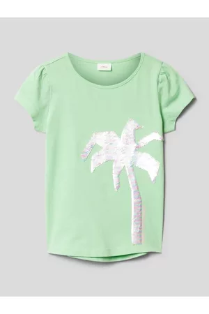 s.Oliver Dziewczynka T-shirty - T-shirt z bawełny z cekinowym obszyciem