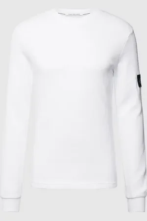 Calvin Klein Bluzka z bawełny z długim rękawem i fakturowanym wzorem model ‘WAFFLE’