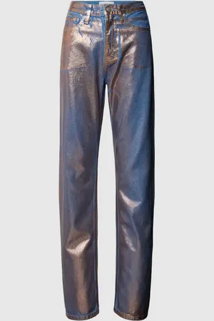 Calvin Klein Jeansy z prostą nogawką efektem błyszczącym