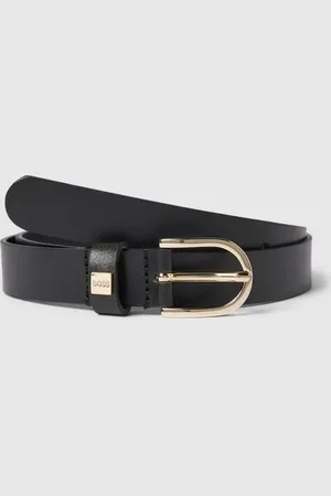HUGO BOSS Pasek ze skóry bydlęcej ze sprzączką i detalem z logo