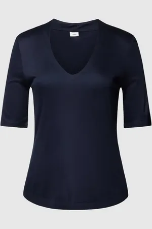 QS by s.Oliver T-shirt z wiskozy z dekoltem w serek