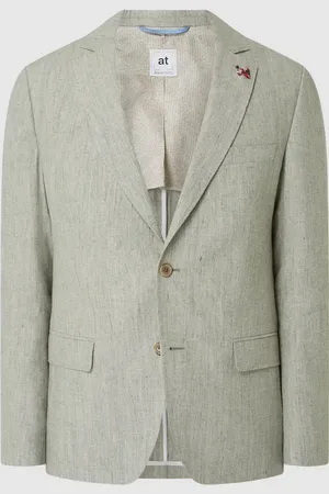 Atelier Torino Marynarka na 2 guziki o kroju slim fit z mieszanki bawełny i lnu model ‘Tito’