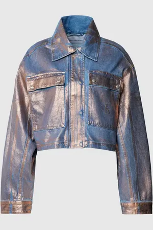 Calvin Klein Kurtka jeansowa krótka z błyszczącym efektem