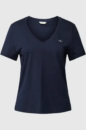 GANT T-shirt z prążkowanym dekoltem w serek