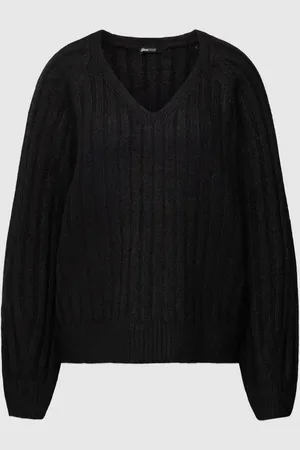 Gina Tricot Sweter z dzianiny w jednolitym kolorze z dekoltem w serek