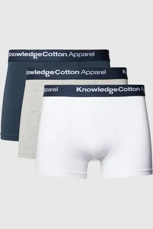 Knowledge Cotton Apparal Obcisłe bokserki z elastycznym paskiem z logo w zestawie 3 szt.