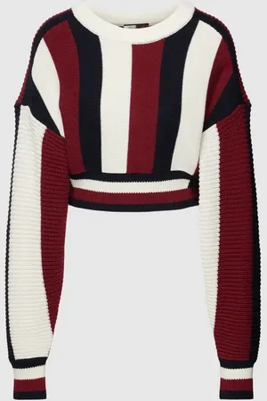Tommy Hilfiger Sweter krótki z dzianiny ze wzorem w paski