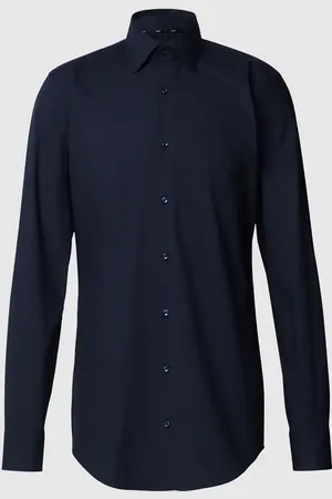 HUGO BOSS Koszula biznesowa o kroju slim fit z popeliny z bardzo długim rękawem