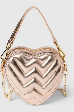 WEAT Torba na ramię skórzana z efektem metalicznym model ‘Mini Heart’